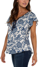 Liverpool Shirred Top in Galaxy Floral