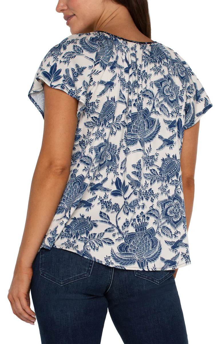 Liverpool Shirred Top in Galaxy Floral