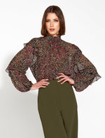 Fate & Becker Untamed Ruffle Blouse in Animal