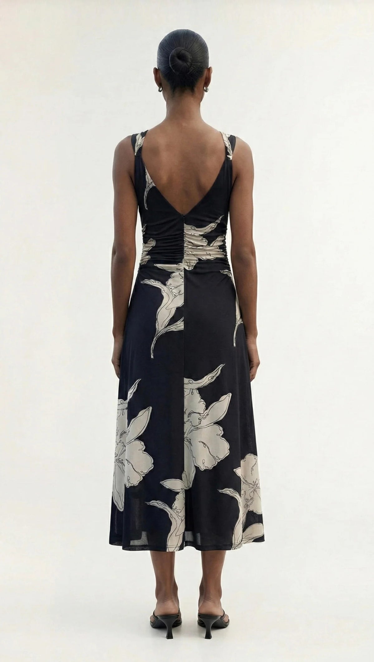 Staple The Label VEDA Mesh Midi Dress in Black Cream Floral