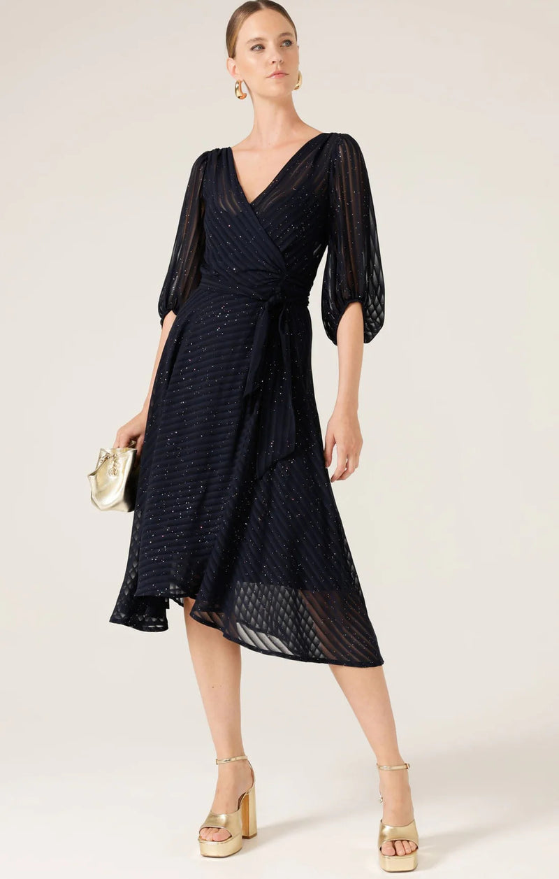 Sacha Drake Vivienne Wrap Dress in Navy Sparkle