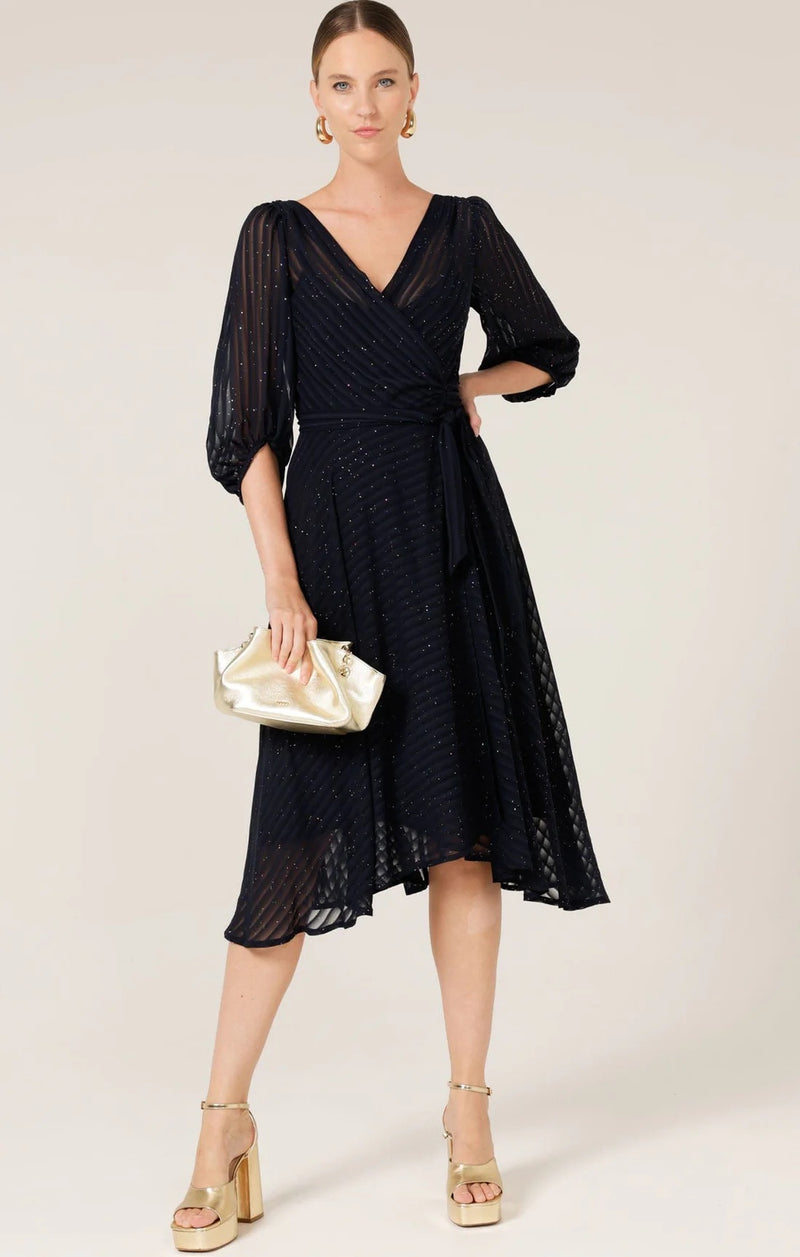 Sacha Drake Vivienne Wrap Dress in Navy Sparkle