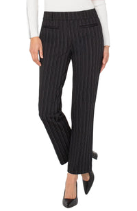 Liverpool Holly Welt Pocket Trouser 28 Inch in Black Pinstripe