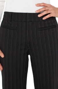 Liverpool Holly Welt Pocket Trouser 28 Inch in Black Pinstripe