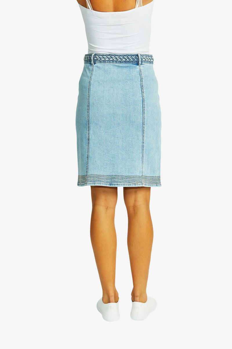 Ping Pong Amelia Denim Skirt in Pale Denim