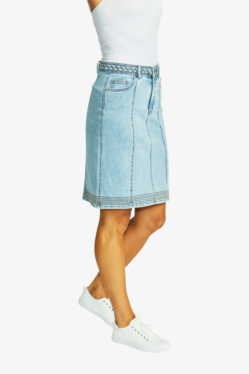 Ping Pong Amelia Denim Skirt in Pale Denim