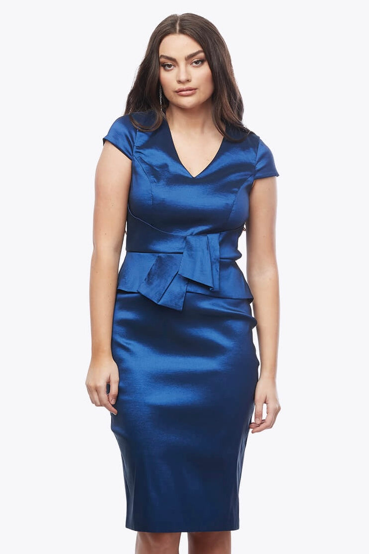 Zaliea Peplum Dress in Sapphire Z0403