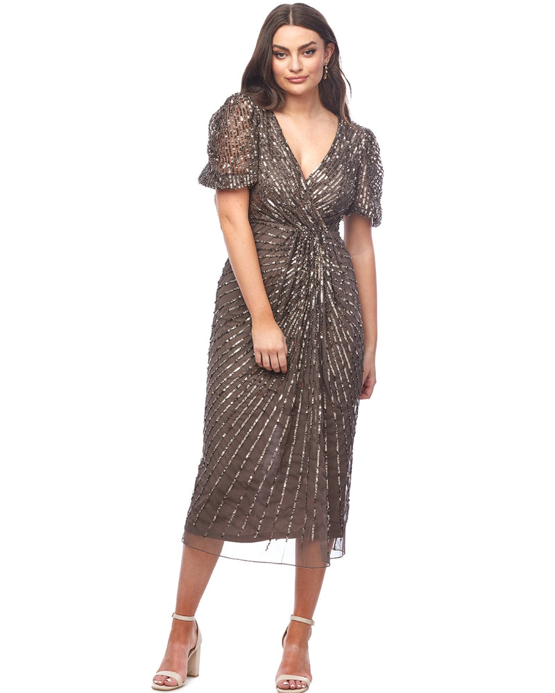 Zaliea Sequin Dress in Pewter Z0416