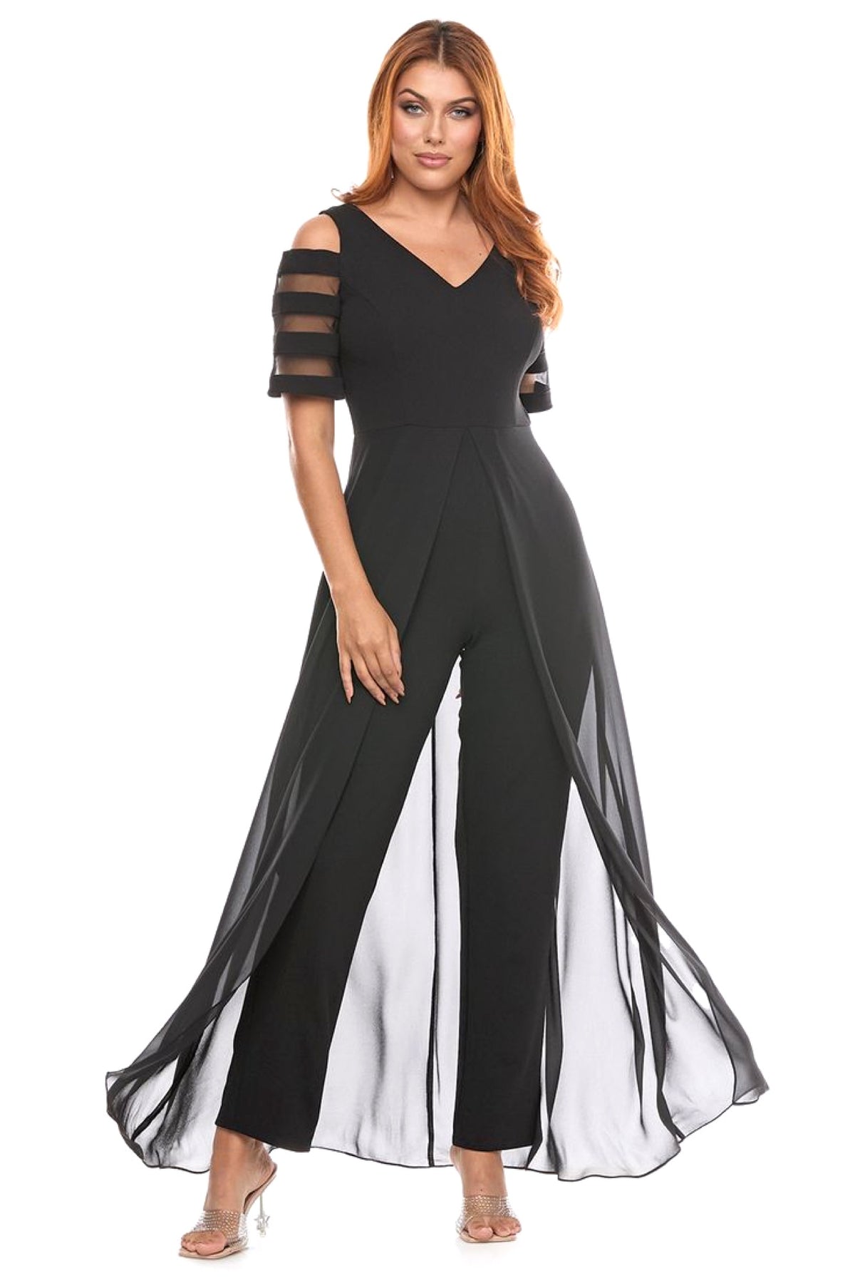 Zaliea Overlay Jumpsuit in Black Z0422