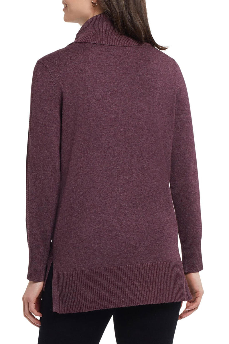 Tribal Cowl Neck Sweater in Eggplant