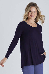 Threadz Longline V Neck Tee in Indigo Threadzclarity, tee, threadz, threadz clarity, threadz w21, tshirt