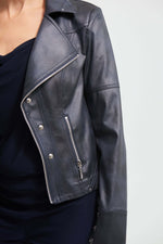 Joseph Ribkoff Faux Leather Jacket in Ink 213945 Joseph RibkoffBlack, Jacket, Joseph Ribkoff