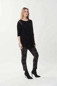 Joseph Ribkoff Check Point Top in Black Mesh 223085