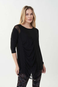 Joseph Ribkoff Check Point Top in Black Mesh 223085
