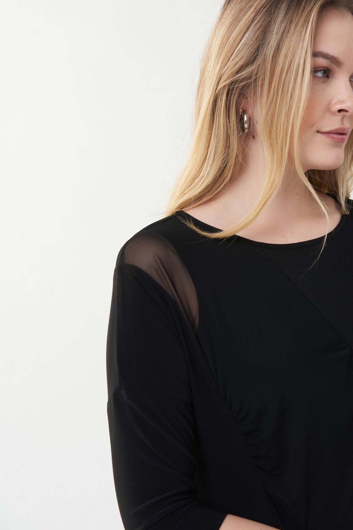 Joseph Ribkoff Check Point Top in Black Mesh 223085