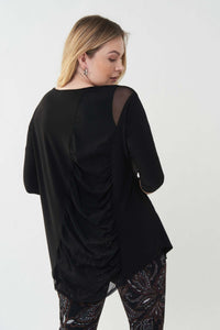 Joseph Ribkoff Check Point Top in Black Mesh 223085