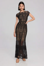 Signature by Joseph Ribkoff Lace Trumpet Gown in Black Nude 241776