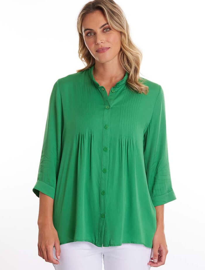 Marco Polo Tuck Detail Tunic in Emerald 44577
