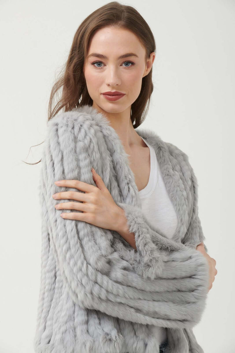 365 Days Rabbit Fur Short Jacket in Silver