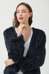 365 Days Rabbit Fur Short Jacket in Midnight