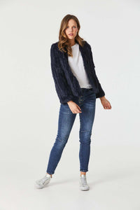 365 Days Rabbit Fur Short Jacket in Midnight Navy 365 Daysfur, fur cape, fur jacket