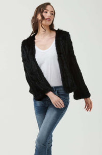 365 Days Rabbit Fur Short Jacket in Black