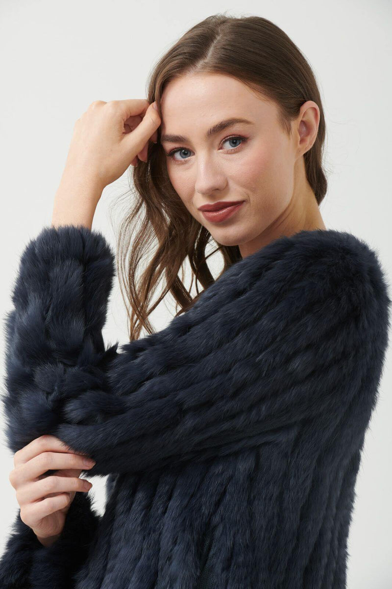 365 Days Rabbit Fur Short Jacket in Midnight