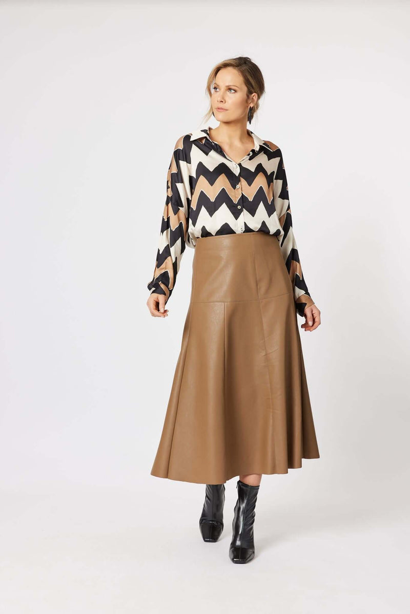 Hammock & Vine Brooke Vegan Leather Skirt in Coffee 42784