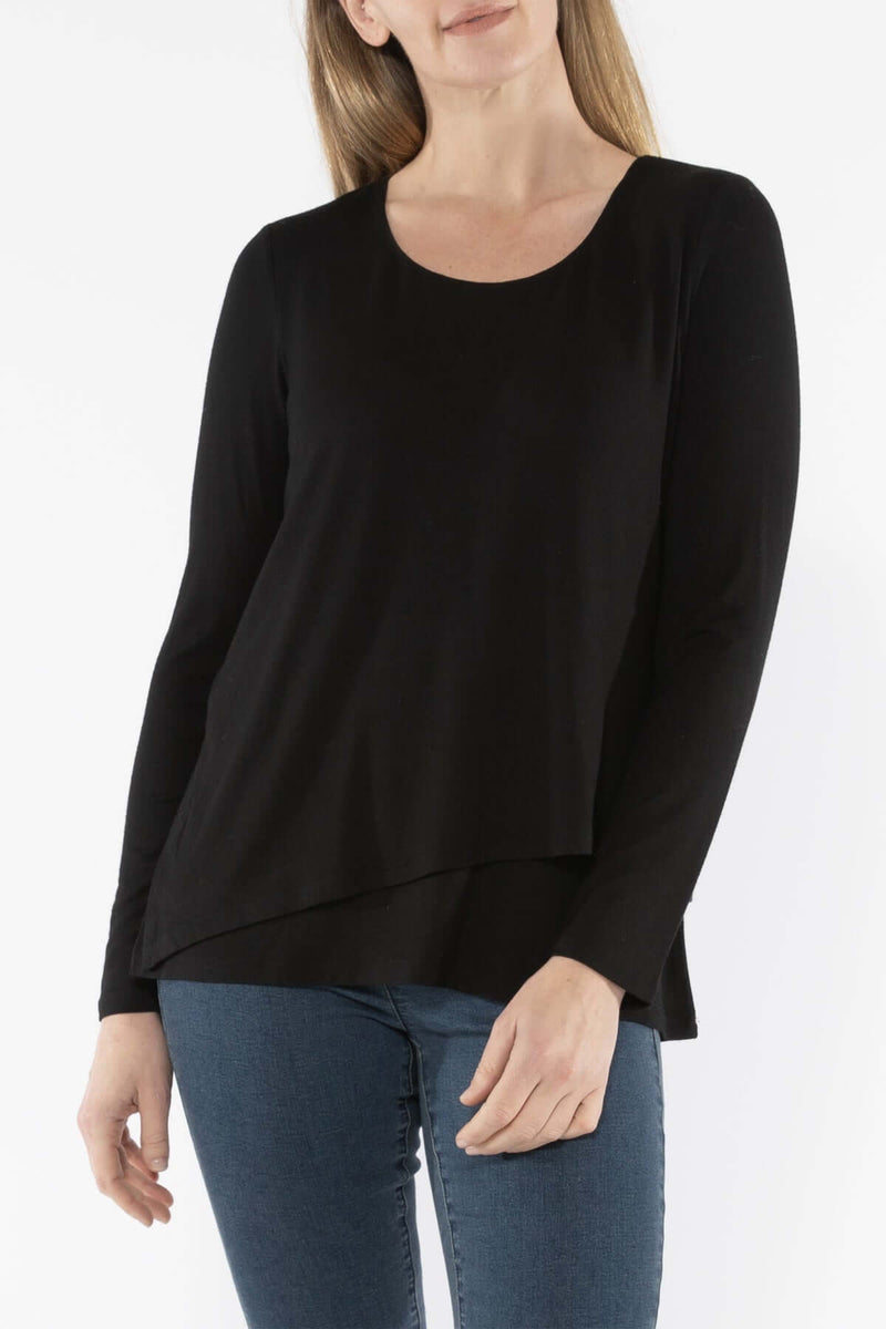 Jump Double Layer Tee in Black