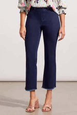 Tribal Audrey Pull On Straight Crop Pant in Bluemoon