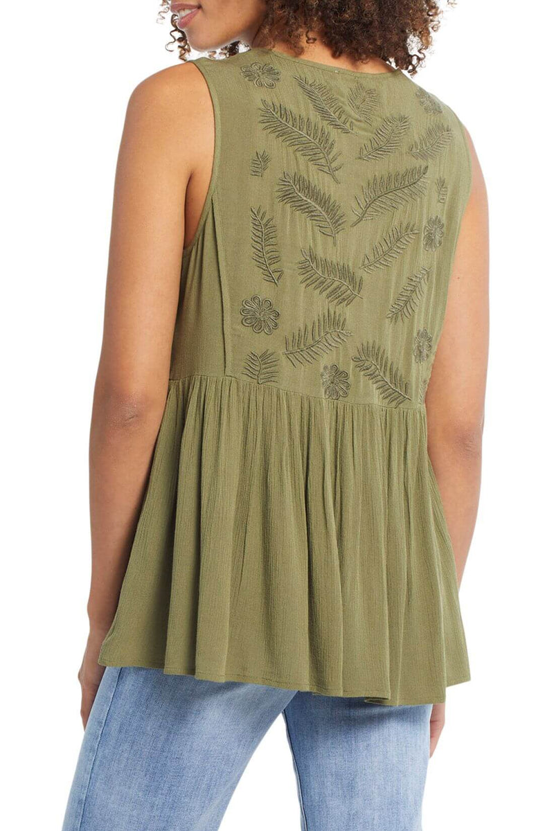 Tribal Embroidered Top in Palmleaf 7345O-4573