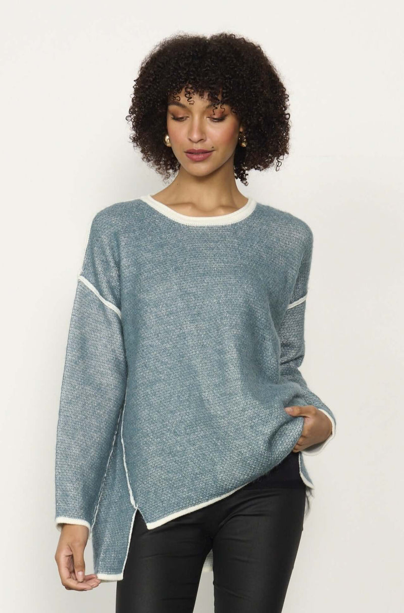 Caju Seams Out Mohair Sweater in Blue