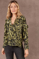 Eb & Ive Mayan Frill Blouse in Fern