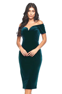 Zaliea Lush Velvet Dress in Emerald Z0272