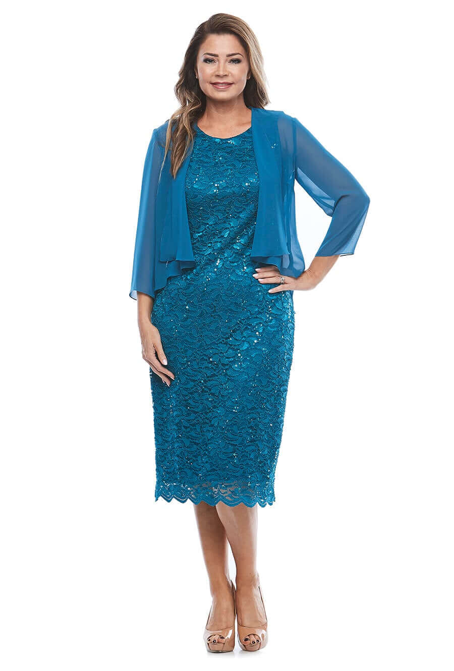 Jesse Harper Sequin Dress & Bolero in Sapphire JH0097