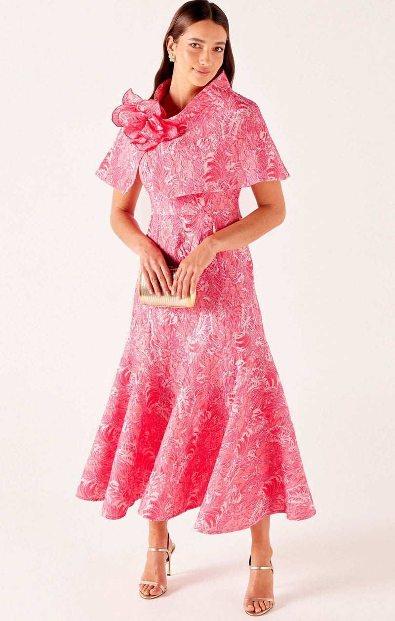 Sacha Drake Everlasting Blossom Dress & Cape Set in Blossom Jacquard