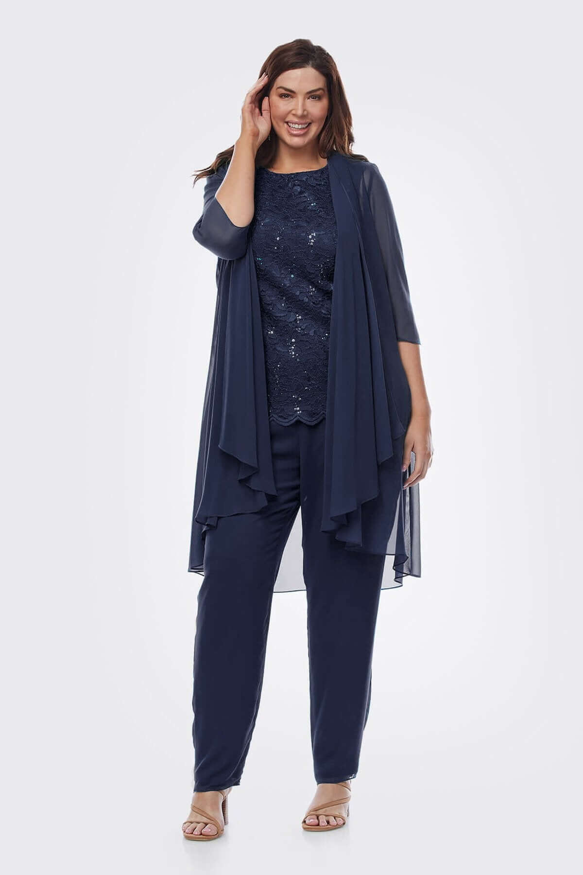 Layla  Jones Sequin Lace Pantsuit in Midnight LJ0402