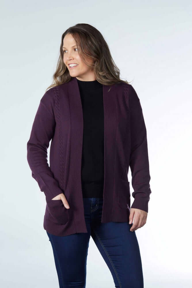 Notting Hill Cable Cardi in Aubergine