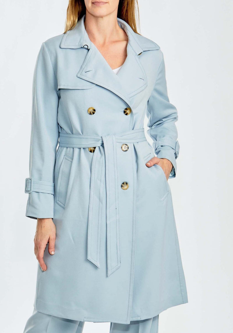 Ping Pong City Trench Coat in Baby Blue
