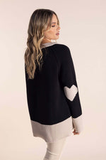 Two-T's Hearts On Elbow Knit in Black Stone