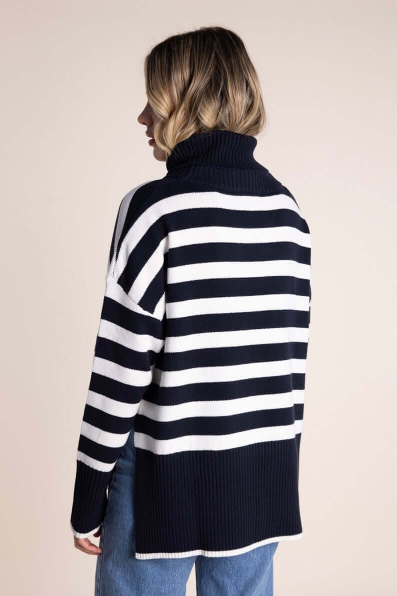Two-T's Two Way Stripe Sweater in Ink & White