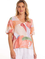 Marco Polo Elbow Top in Abstract Motion 44575