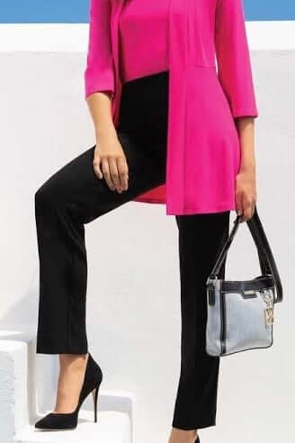 Joseph Ribkoff Back Split Pant in Black & Midnight 143105 Joseph RibkoffBlack, essential, Jersey, Joseph Ribkoff, pant, ribkoff essentials, straight leg