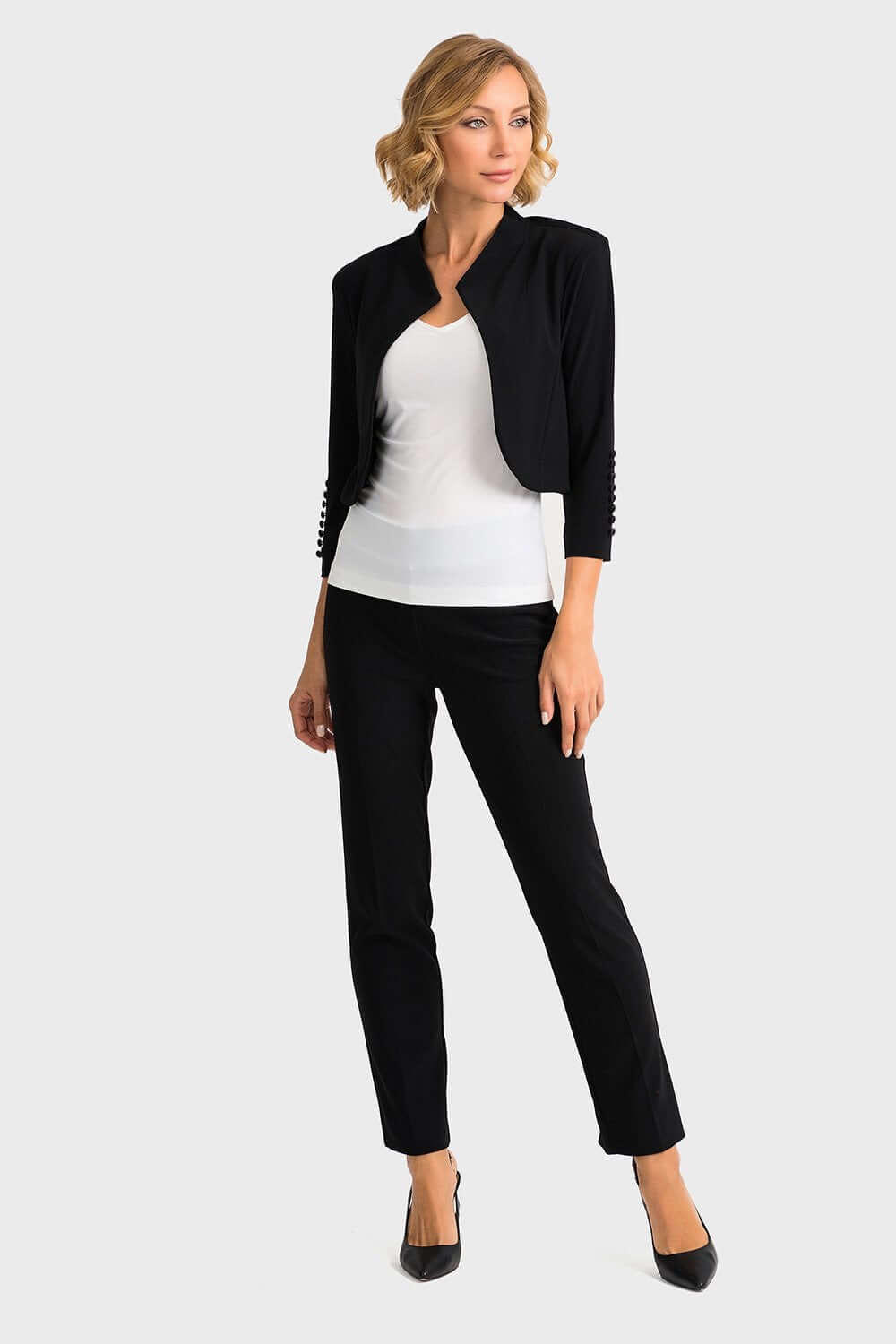 Joseph Ribkoff Essential Short Bolero in Black & Midnight 32083/213707 Joseph Ribkoff213707, 32083, Black, bolero, essential, essentials, Jacket, Jersey, Joseph Ribkoff, midnight, Navy, ribkoff essential, ribkoff essentials