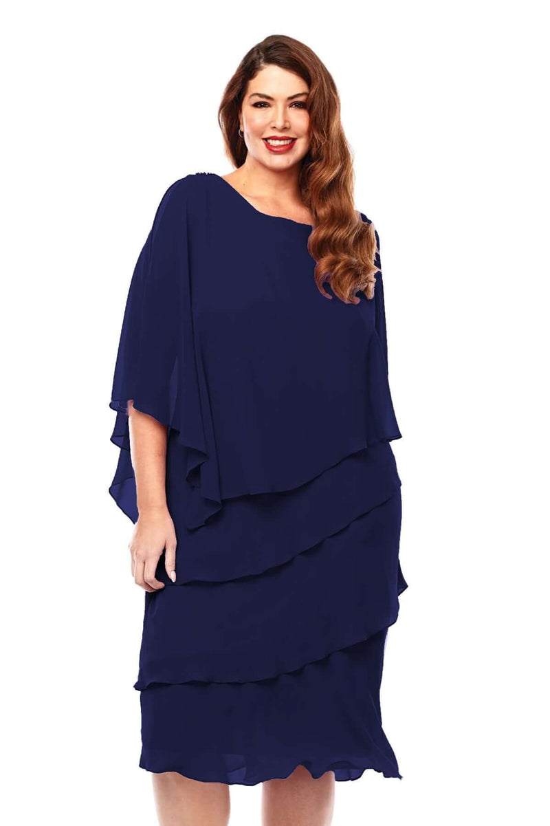 Layla Jones Chiffon Layered Dress in Midnight LJ0003