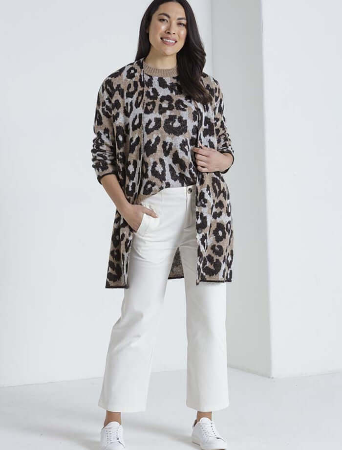 Marco Polo Longline Cardi in Brushed Animal