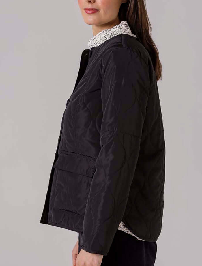 Yarra Trail Quilt Crop Jacket in Black