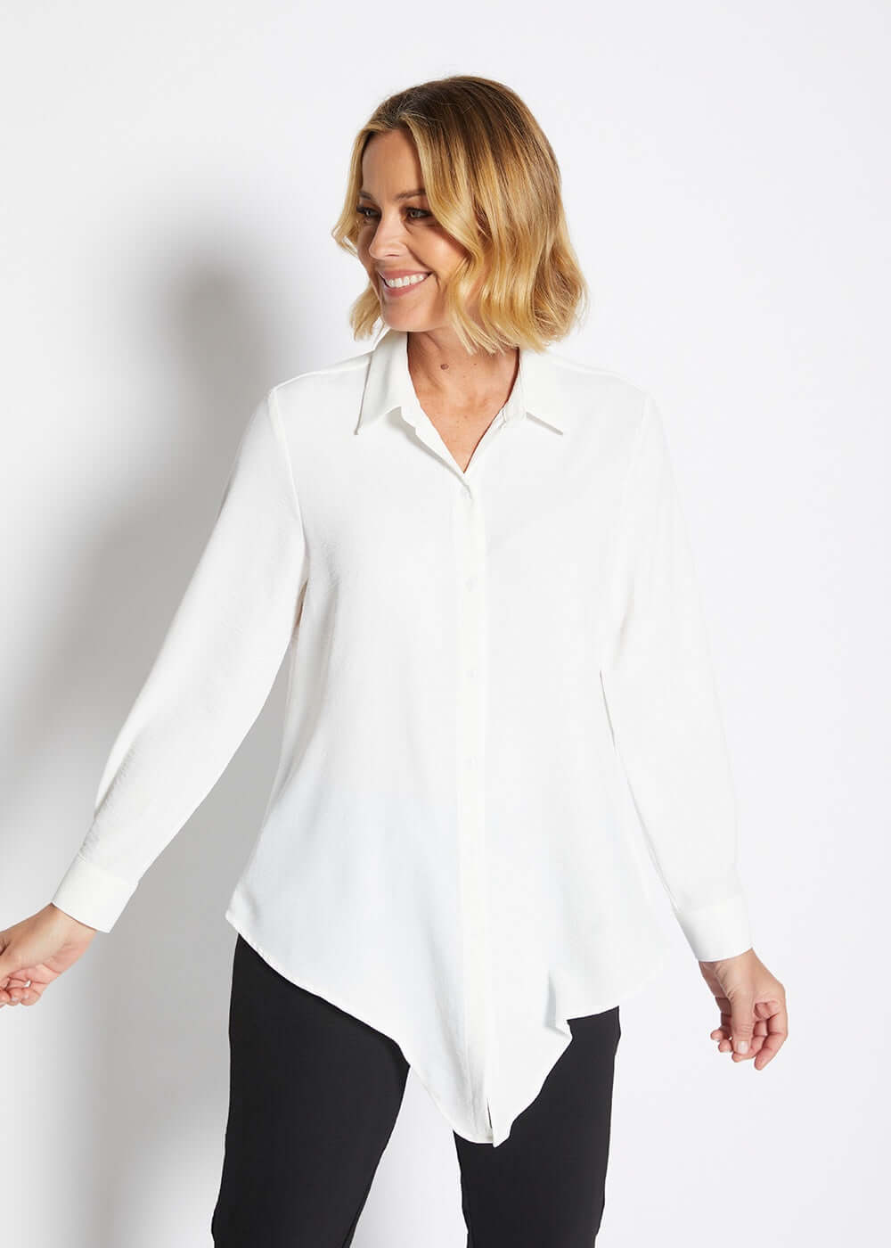 Philosophy LIZZIE Drop Hem Shirt in White