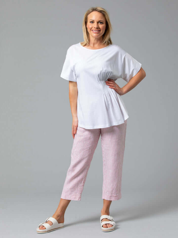 Yarra Trail Pintuck Tee in White Yarra Trailmarco polo, tee, white, yarra trail, YT22S7211
