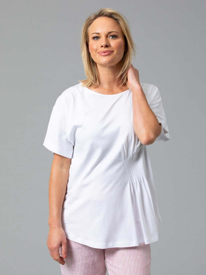 Yarra Trail Pintuck Tee in White Yarra Trailmarco polo, tee, white, yarra trail, YT22S7211